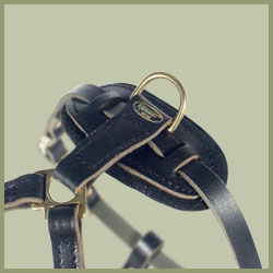Tac-Black Leather Padded Tracking Harness for all dogs