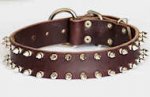 Leather Spiked Dog Collar- 2 Rows of spikes collar for all dogs