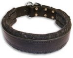 Wide Stitched Leather Dog Collar-D Ring in Front DOG