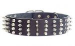 2 inch Leather Dog Collar with STUDS and SPIKES for police dogs