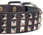 Silver Pyramid Leather Dog Collar for all breeds