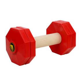 'Body Builder' Wooden Dog Training Dumbbell with Red Plastic Weight Plates 1000 g