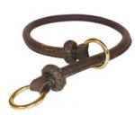 Round Leather Choke Collar/Silent Collar 1/2'' for police dogs