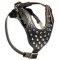 Exquisite Studded Leather Dog Harness with Pyramids