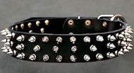 Black Spiked Leather Dog Collar for police dogs