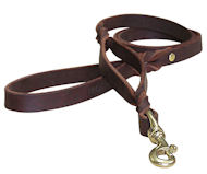 Great Double Handle Leather Dog Leash 3/4 inch on 5 FT