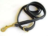 Flat Leather Leash 1/2 inch w/h solid brass for schutzhund dogs