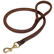 Natural Rolled Leather Dog Leash 3/4 inch for schutzhund dogs