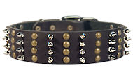Police dogs Spike Studded Collar/2 2/5 inch wide Leather Studs collar
