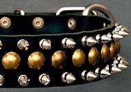 Studded Latigo Leather Dog Collar for police dogs