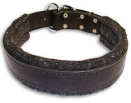 Wide Stitched Leather Dog Collar-D Ring in Front DOG