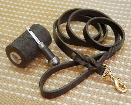 Leather Braided Obedience Lead for DOG walking and tracking