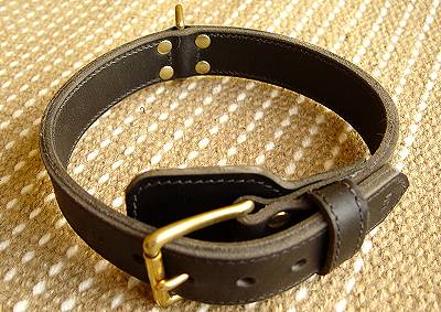 Two ply leather agitation dog collar for dog training or for dog owners