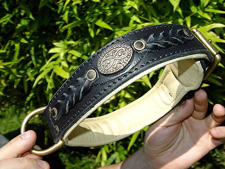 Royal Nappa Padded Hand Made Leather dog collar