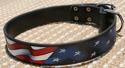 Leather dog collar Handpainted by our artists - American Pride
