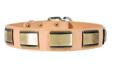 Leather Dog Collar Handmade tan color , luxury dog collar