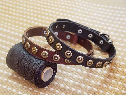 Gorgeous Wide Leather Dog Collar With Doted Circles for dog training or for dog owners