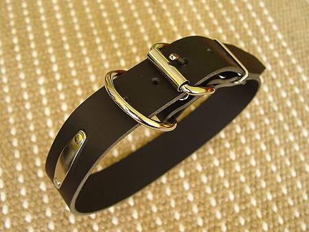 Leather dog collar with id tag for dog training or for dog owners