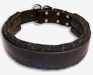 Padded Leather dog collar with thick felt