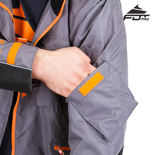 Grey FDT Pro Design Dog Trainer Jacket with Reliable Sleeve Pocket